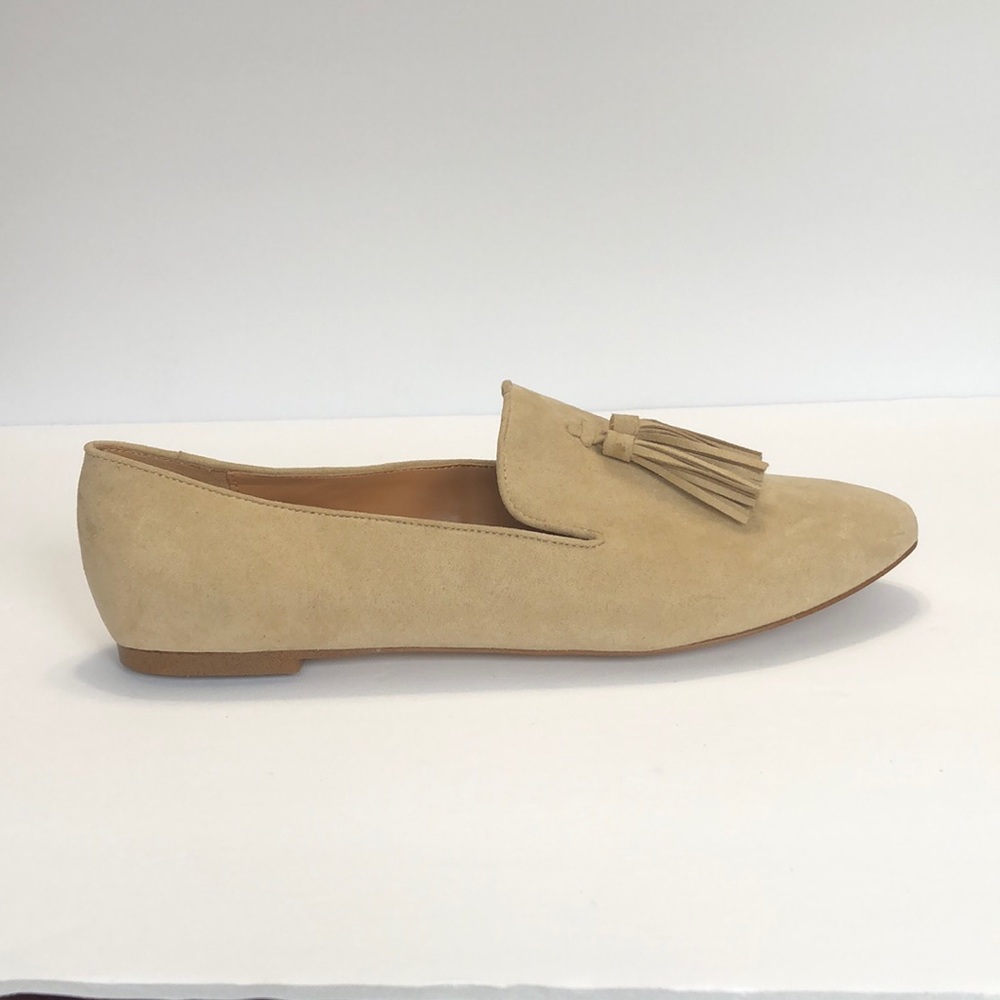 J. Crew Factory Cream Almond Toe Tasseled Slip on Flats size 11